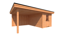 Tuinhuis met veranda plat dak 250 x 400 + 350cm Tuinhuis met veranda plat dak 250 x 400 + 350cm