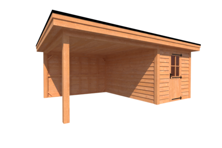 Tuinhuis met veranda plat dak 250 x 400 + 350cm Tuinhuis met veranda plat dak 250 x 400 + 350cm