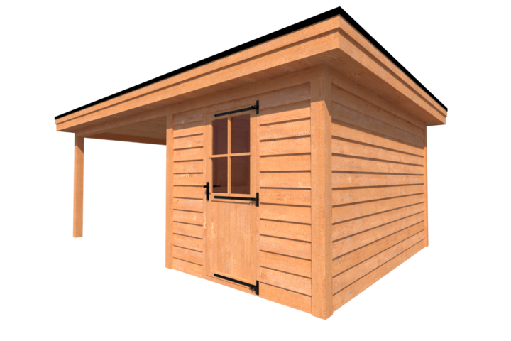 Tuinhuis met veranda plat dak 250 x 400 + 350cm Tuinhuis met veranda plat dak 250 x 400 + 350cm