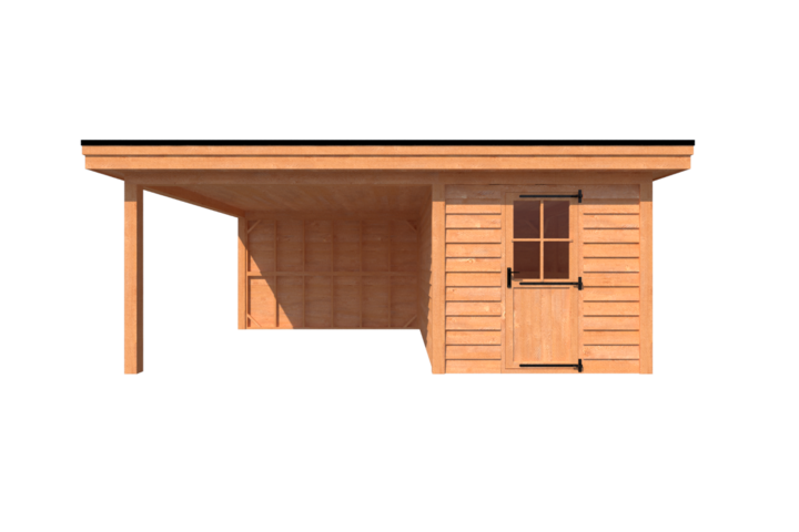 Tuinhuis met veranda plat dak 250 x 400 + 350cm Tuinhuis met veranda plat dak 250 x 400 + 350cm
