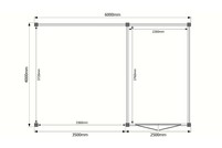 Tuinhuis met veranda plat dak 250 x 400 + 350cm Tuinhuis met veranda plat dak 250 x 400 + 350cm