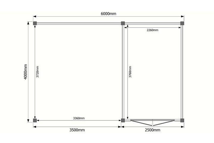 Tuinhuis met veranda plat dak 250 x 400 + 350cm Tuinhuis met veranda plat dak 250 x 400 + 350cm