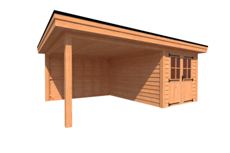 Tuinhuis met veranda plat dak 250 x 400 + 350cm Tuinhuis met veranda plat dak 250 x 400 + 350cm