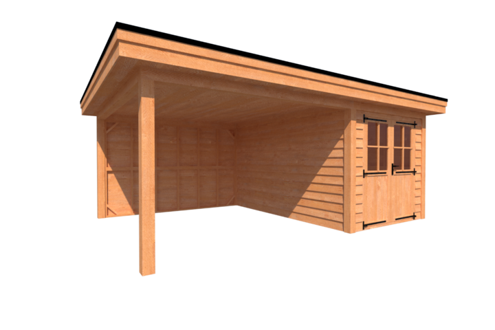 Tuinhuis met veranda plat dak 250 x 400 + 350cm Tuinhuis met veranda plat dak 250 x 400 + 350cm