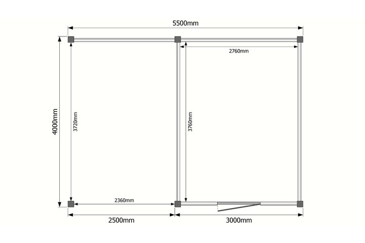 Tuinhuis met veranda plat dak 300 x 400 + 250cm Tuinhuis met veranda plat dak 300 x 400 + 250cm