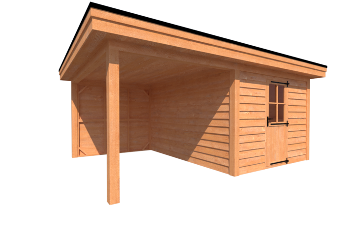 Tuinhuis met veranda plat dak 300 x 400 + 250cm Tuinhuis met veranda plat dak 300 x 400 + 250cm