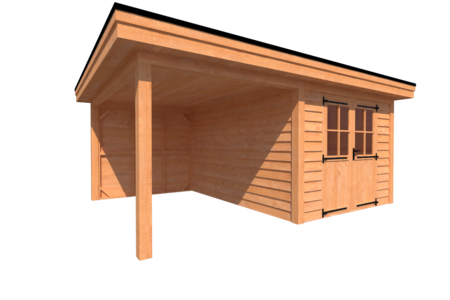 Tuinhuis met veranda plat dak 300 x 400 + 250cm Tuinhuis met veranda plat dak 300 x 400 + 250cm