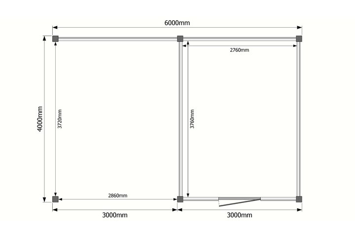 Tuinhuis met veranda plat dak 300 x 400 + 300cm