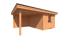 Tuinhuis met veranda plat dak 300 x 400 + 300cm