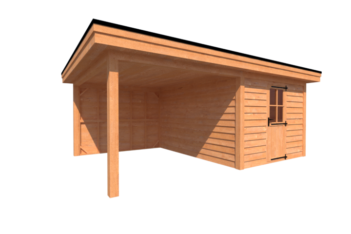 Tuinhuis met veranda plat dak 300 x 400 + 300cm