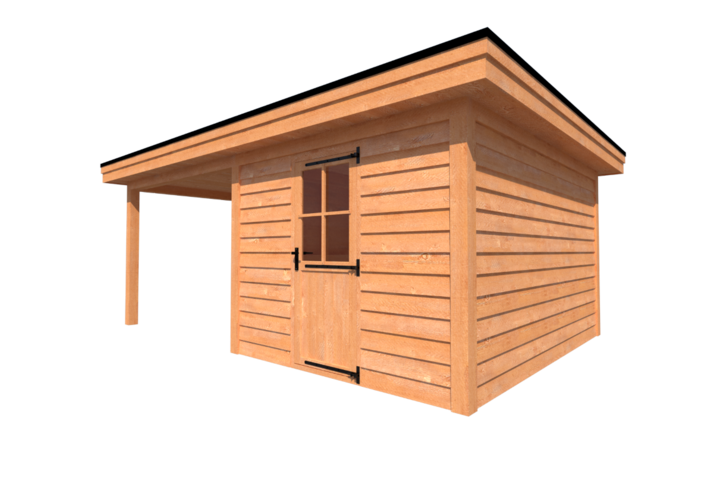 Tuinhuis met veranda plat dak 300 x 400 + 300cm