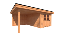 Tuinhuis met veranda plat dak 300 x 400 + 300cm