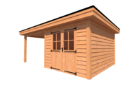 Tuinhuis met veranda plat dak 300 x 400 + 300cm