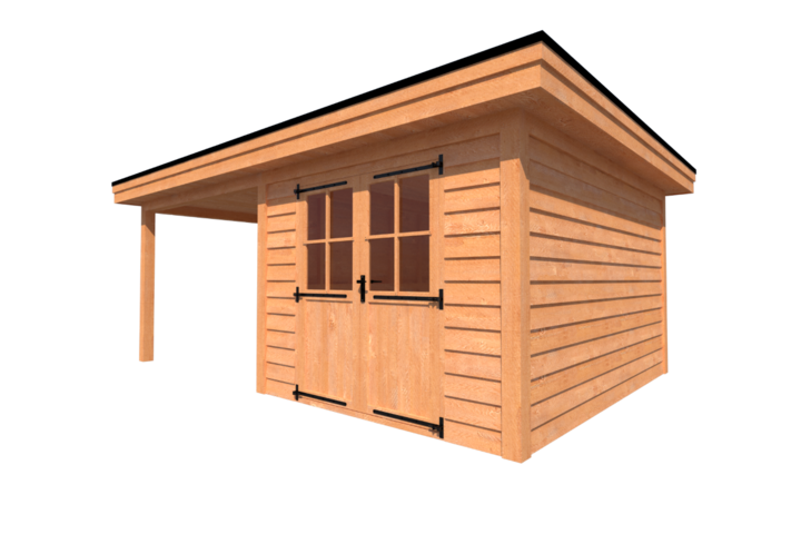 Tuinhuis met veranda plat dak 300 x 400 + 300cm