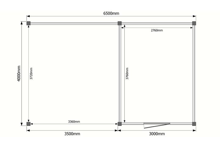 Tuinhuis met veranda plat dak 300 x 400 + 350cm Tuinhuis met veranda plat dak 300 x 400 + 350cm