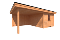 Tuinhuis met veranda plat dak 300 x 400 + 350cm Tuinhuis met veranda plat dak 300 x 400 + 350cm