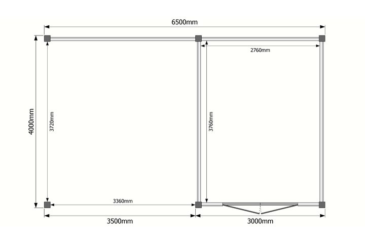 Tuinhuis met veranda plat dak 300 x 400 + 350cm Tuinhuis met veranda plat dak 300 x 400 + 350cm