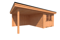 Tuinhuis met veranda plat dak 300 x 400 + 350cm Tuinhuis met veranda plat dak 300 x 400 + 350cm