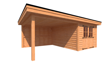 Tuinhuis met veranda plat dak 300 x 400 + 350cm Tuinhuis met veranda plat dak 300 x 400 + 350cm