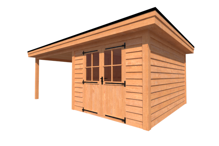 Tuinhuis met veranda plat dak 300 x 400 + 350cm Tuinhuis met veranda plat dak 300 x 400 + 350cm
