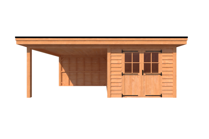 Tuinhuis met veranda plat dak 300 x 400 + 350cm Tuinhuis met veranda plat dak 300 x 400 + 350cm