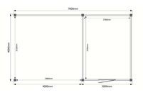 Tuinhuis met veranda plat dak 300 x 400 + 400cm