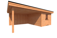 Tuinhuis met veranda plat dak 300 x 400 + 400cm