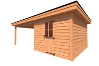 Tuinhuis met veranda plat dak 300 x 400 + 400cm