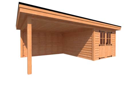 Tuinhuis met veranda plat dak 300 x 400 + 400cm Tuinhuis met veranda plat dak 300 x 400 + 400cm