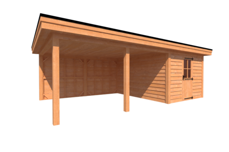 Tuinhuis met veranda plat dak 300 x 400 + 450cm Tuinhuis met veranda plat dak 300 x 400 + 450cm