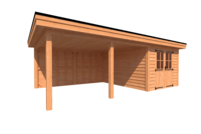 Tuinhuis met veranda plat dak 300 x 400 + 450cm