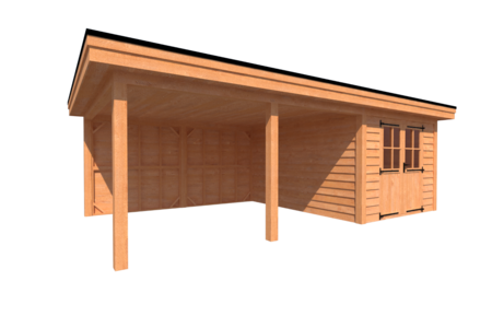 Tuinhuis met veranda plat dak 300 x 400 + 450cm Tuinhuis met veranda plat dak 300 x 400 + 450cm