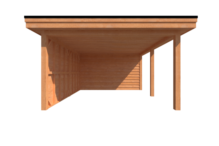 Tuinhuis met veranda plat dak 300 x 400 + 450cm