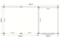 Tuinhuis met veranda plat dak 300 x 400 + 500cm Tuinhuis met veranda plat dak 300 x 400 + 500cm