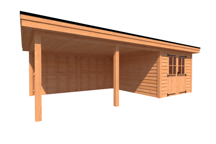 Tuinhuis met veranda plat dak 300 x 400 + 500cm Tuinhuis met veranda plat dak 300 x 400 + 500cm