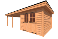 Tuinhuis met veranda plat dak 300 x 400 + 500cm Tuinhuis met veranda plat dak 300 x 400 + 500cm