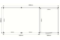 Tuinhuis met veranda plat dak 300 x 400 + 550cm Tuinhuis met veranda plat dak 300 x 400 + 550cm