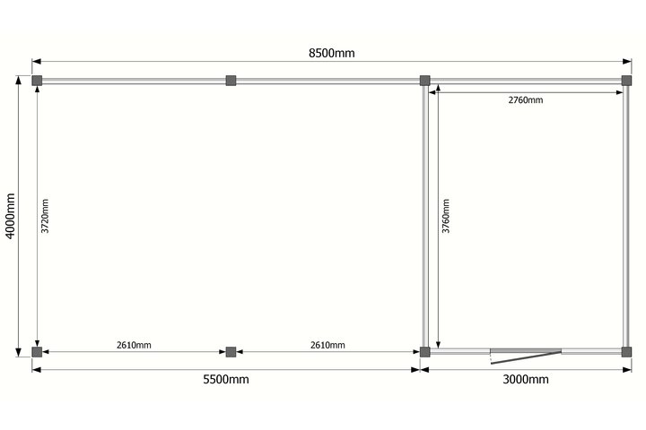 Tuinhuis met veranda plat dak 300 x 400 + 550cm Tuinhuis met veranda plat dak 300 x 400 + 550cm