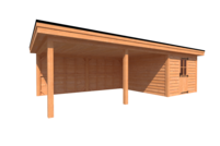 Tuinhuis met veranda plat dak 300 x 400 + 550cm Tuinhuis met veranda plat dak 300 x 400 + 550cm