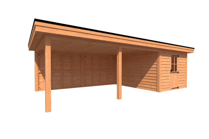 Tuinhuis met veranda plat dak 300 x 400 + 550cm Tuinhuis met veranda plat dak 300 x 400 + 550cm