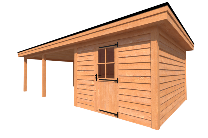 Tuinhuis met veranda plat dak 300 x 400 + 550cm Tuinhuis met veranda plat dak 300 x 400 + 550cm