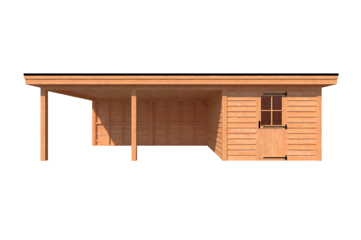 Tuinhuis met veranda plat dak 300 x 400 + 550cm Tuinhuis met veranda plat dak 300 x 400 + 550cm