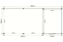 Tuinhuis met veranda plat dak 300 x 400 + 600cm Tuinhuis met veranda plat dak 300 x 400 + 600cm