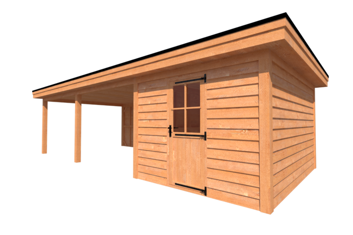 Tuinhuis met veranda plat dak 300 x 400 + 600cm Tuinhuis met veranda plat dak 300 x 400 + 600cm