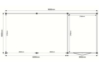 Tuinhuis met veranda plat dak 300 x 400 + 600cm Tuinhuis met veranda plat dak 300 x 400 + 600cm