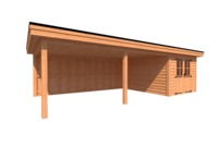 Tuinhuis met veranda plat dak 300 x 400 + 600cm Tuinhuis met veranda plat dak 300 x 400 + 600cm