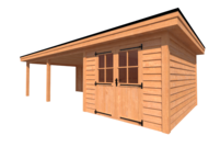 Tuinhuis met veranda plat dak 300 x 400 + 600cm Tuinhuis met veranda plat dak 300 x 400 + 600cm