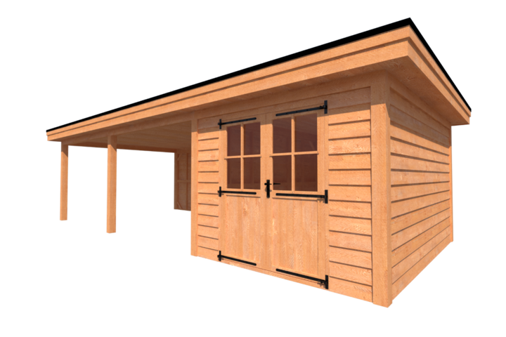 Tuinhuis met veranda plat dak 300 x 400 + 600cm Tuinhuis met veranda plat dak 300 x 400 + 600cm