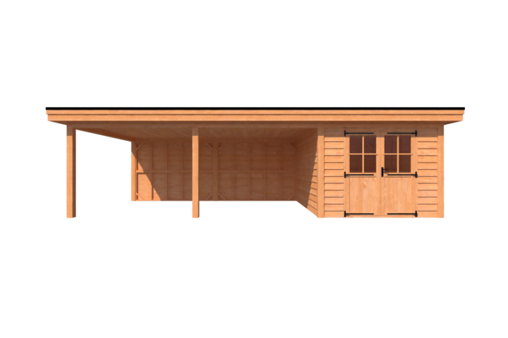 Tuinhuis met veranda plat dak 300 x 400 + 600cm Tuinhuis met veranda plat dak 300 x 400 + 600cm