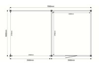 Tuinhuis met veranda plat dak 350 x 400 + 350cm Tuinhuis met veranda plat dak 350 x 400 + 350cm